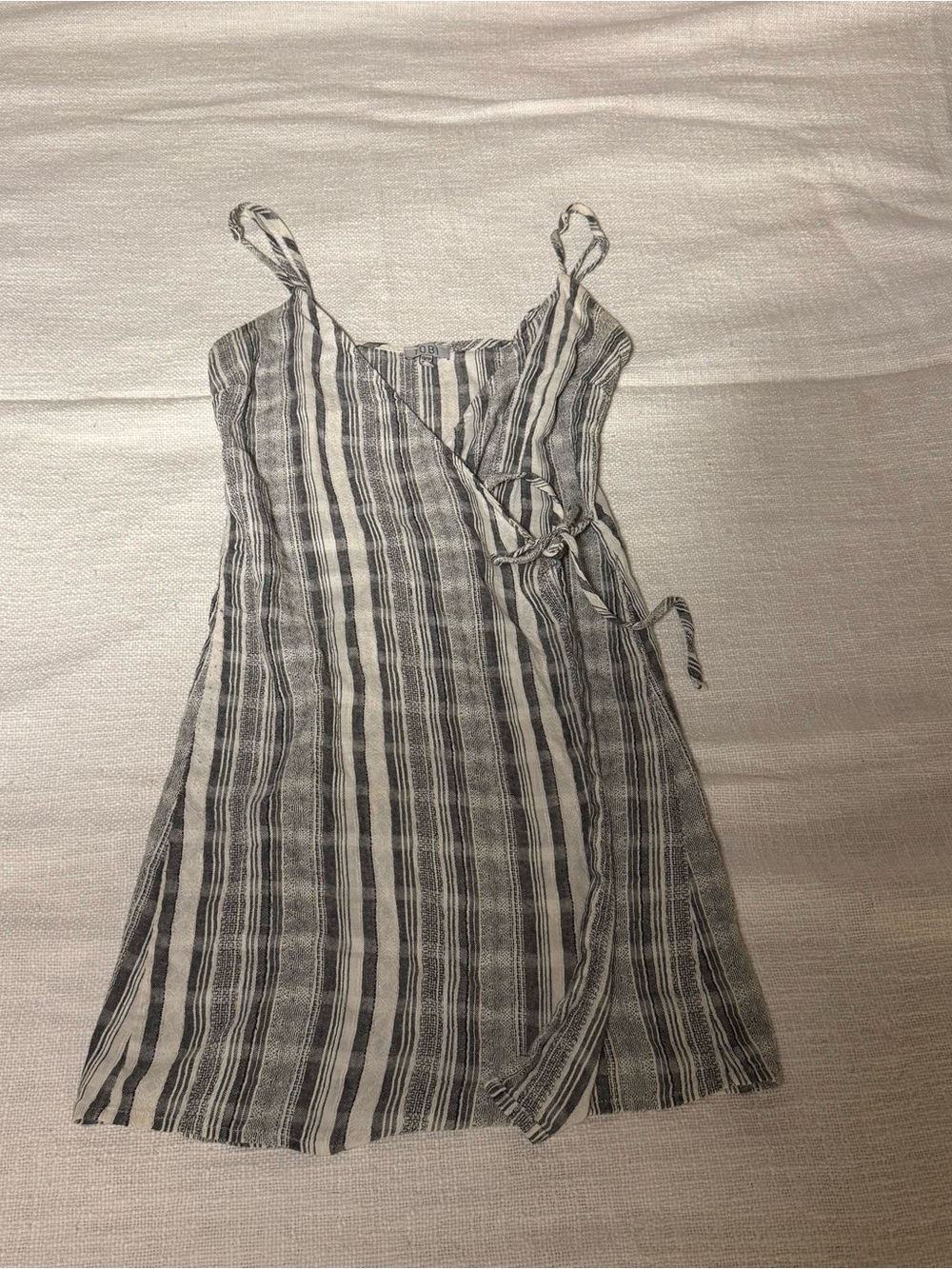 Tobi Black & White Striped Wrap Mini Dress